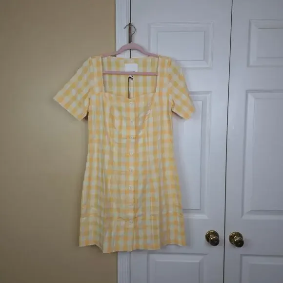 Rita Row Maria Mini Dress in Yellow White Gingham Size M - Picture 1 of 9